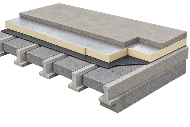Block-and-beam insulated floor construction